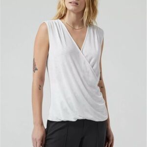 Athleta Breezy Soft White Wrap Blouse